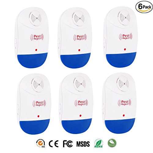 Ultrasonic Pest Repeller 6 Packs - Home Pest Control Repellent - Electronic Insects & Rodents Repellent for Mosquito, Mouse, Cockroaches ,Rats,Bug, Spider, Ant, Flies