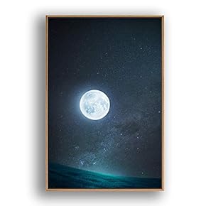 Framed Canvas Wall Art for Living Room, Bedroom Moon with Bright Canvas Prints for Modern Home Decoration Ready to Hang - 16"x24" inches
