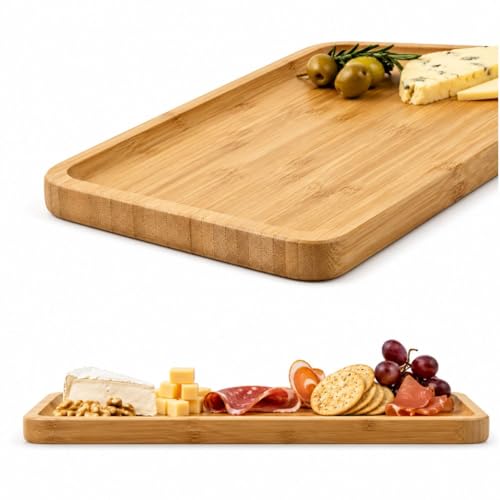 Bandeja Retangular de Bambu 30x12 Premium para Servir e Decorar com Sofisticação