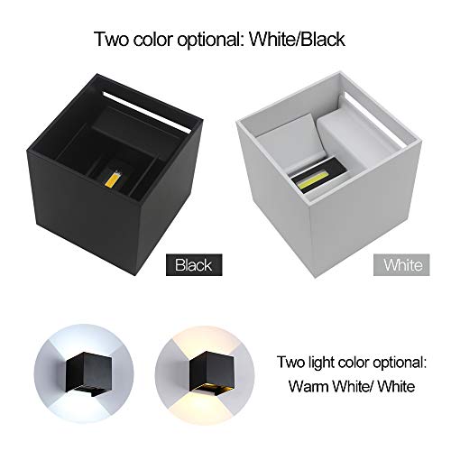 Festnight AC85-265V 12W wit LED wandlamp van aluminium IP65 waterdicht openingshoek voor slaapkamer, woonkamer… - Afbeelding 7