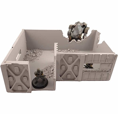 NDS1028 Ruined Outpost with Exhaust Fans 28mm Scale Miniature Terrain Novas Design Studio