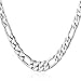 U7 Flat Link Chain 5mm Stainless Steel Italy Figaro Chain Necklace for Men -26 Inch
