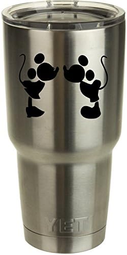 Mickey and Minnie Decals for Yeti Tumblers (we don't sell tumblers) Decal Kissing Walt Disney Disney World Decal Ozark Trail Tumber Black or White Decals 3" H X 4" W