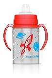 organicKidz Blast Stainless Steel 2-in-1 Sippy Water Bottle, Red/Blue, 9 Ounce