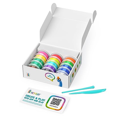HEY CLAY Colorful Kids Modeling AirDry Clay, 18 Cans with Fun