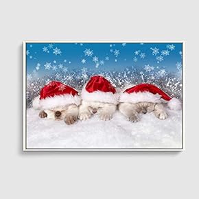 Framed Canvas Home Artwork Decoration Merry Christmas Canvas Wall Art for Living Room, Bedroom - 16x24 inches