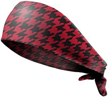One Up Bands Houndstooth Red/Black Athletic Tie Back Headband