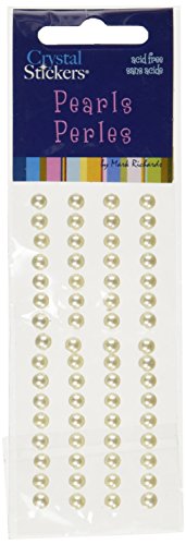 Mark Richards Elements Crystal Stickers 1952 Self-Adhesive 68-Piece Pearl Sticker Strips, 5mm, Natural