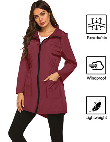 image for Besshopie Windbreaker Jacket Women Waterproof Lightweight Rain Jacket 