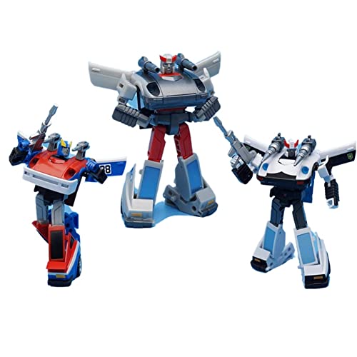 HALFS Steel Deformation, Mini Toy, M01/M02/M03, Police Car, Silver Thunderbolt, Smoke Grenade Deformable Mobile Toy, Action Toys, 4-inch High Robot Toy. (Color : Red)