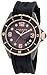 Akribos XXIV Women's AK502BKR Ceramic  Case with Rose-tone Accents and Black Rubber Strap Watch