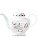 AWHOME Teapot Royal Vintage Bone China Tea Pot Rose Flower Butterfly Blue Boxed (04)