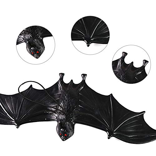 HAKACC Halloween Fledermäuse, 4 Stück Hängende Fledermäuse und 2 Stück Halloween Spinne Hängende Spinne Spuk-Gummi für Halloween Party Dekoration Kostüme