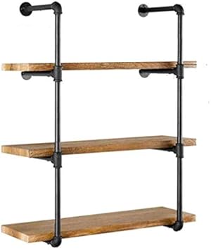 2 x Black Industrial Iron Tube Shelf 