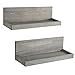 MyGift 24 inch Vintage Design Wall Mounted Floating Wood Shelves with Gray Finish, Set of 2