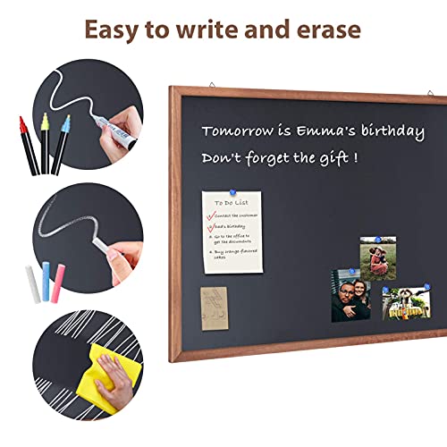 Chalkboard Wood Frame, 36 x 24 inches Wall Mounted Blackboard