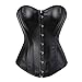 Kranchungel Women's Punk Rock Faux Leather Corset Retro Goth Waist Cincher Basque Bustier Large Black