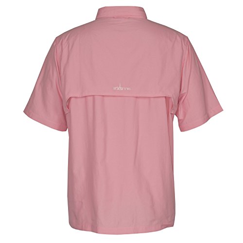 HABIT TS1161 Short Sleeve Men's River Guide Fishing Shirt, Flamingo