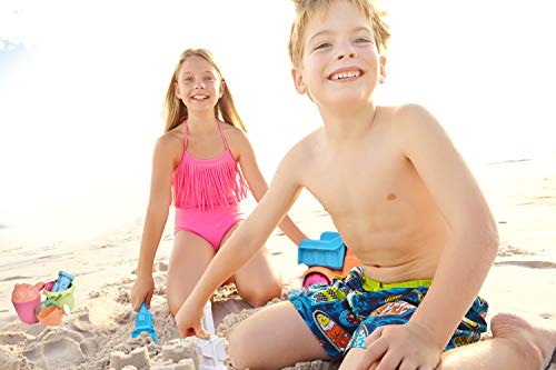 image for FunLittleToy Kids Beach Sand Toy Set, Beach Bucket, Car, Watering Can,