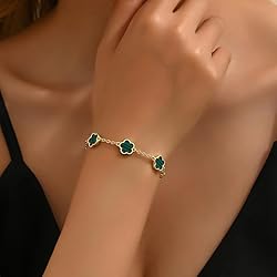 TICVSS Four Leaf Clover Bracelet for Women 18K Gold