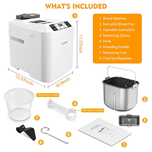 Bread Machine,AUMATE 2LB Bread Maker,with 12 Presets,GlutenFree