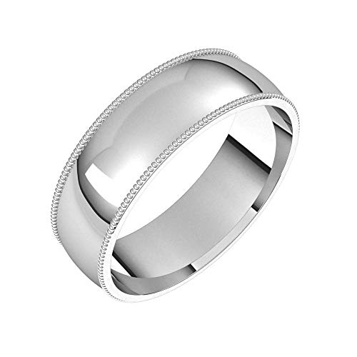 Solid 10k White Gold 6mm Milgrain Comfort Fit