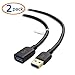 Cable Matters 2-Pack 5Gbps USB Extension Cable - 3ft, USB 3.0 Extension Cable, Male to Female USB3.0 Extender, Compatible with Webcam, VR Headset, Printer, Hard Drive, Black