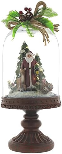 Santa Figurine in Glass Dome with LED Lights