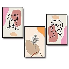 3 Piece Framed Canvas Wall Art for Living Room, Bedroom Mattis and Brutalist Canvas Prints for Modern Home Decoration Ready to Hang - 16"x24"x3 Panels