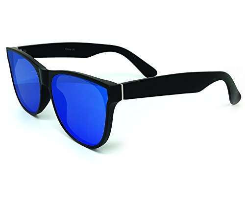 O2 Eyewear 7131 Premium Flat Semi-Shield Matte Finish Mirror Womens Mens Sunglasses (MATTE BLACK, TURQUOISE)