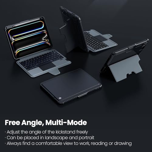 Nillkin iPad Pro 11 inch Case with Keyboard (M5 2025/M4 2024), Magic Trackpad, 7 Colors Backlit, Portrait/Landscape Modes, Detachable & Rugged iPad Keyboard Case for iPad Pro 11” 5th Generation, Black
