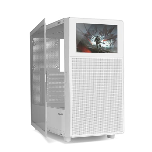 NOX Xtreme Products Hummer BIOS White – ATX/Micro-ATX/ITX Midi-Tower mit 8"-LCD-Display, Front Metal Mesh, Seitenfenster aus gehärtetem Glas, Platz für 11 Lüfter, USB-C/USB 3.0, Weiß 3