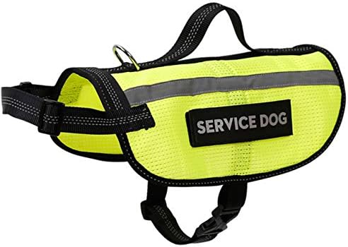 FRISTONE Service Dog Vest, Adjustable Vest Harnesses with Removable Reflective Patch and Comfortable Mesh Design | Available in 4 Sizes from S to XL (L, Yellow)