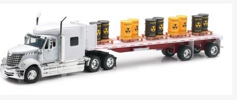 Newray International Lonestar Flatbed with Radioactive Waste Barrels 1/32 Scale Model Toy Truck