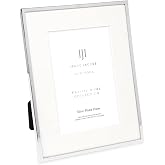 Isaac Jacobs 6x8 (Matted 4x6) Silver Classic Metal Picture Frame w/Easel | Classic Metal Photo Frame Made For Tabletop &amp; Hanging Display, Home and Office Decor, Photo Gallery and Wall Art