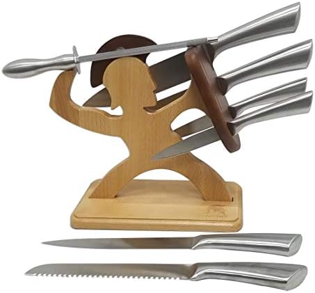 Spartan ナイフブロック ハンドメイド 低価格 プレミアムバーチ 磁気スチールホルダー 頑丈 6本のナイフを収納 重い