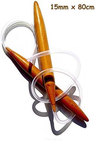 ADF TM One Pair Big Size 15mm x 80cm (32'') Jumbo Carbonized Bamboo Circular Knitting Needles