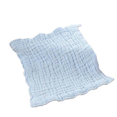Hosaire Baby Muslin Washcloths Bath Towels- Super Water Absorbent Cotton Baby Wipes Face Towel for the Newborn, Care for babys Sensitive Skin, Perfect for Shower Gift Blue