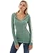 PattyBoutik Women Hooded Crossover V Neck Trim Tunic (Heather Light Green Medium)