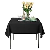 VEEYOO Square Tablecloth - 54x54 Inch Polyester Table Cloth Washable Wrinkle Free Dinner Tablecloth for Wedding, Party, Restaurant,Indoor and Outdoor Buffet Table - Black Tablecloth