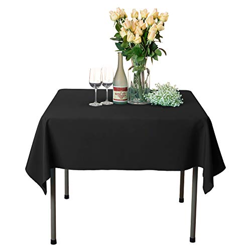 VEEYOO Square Tablecloth - 54x54 Inch Polyester Table Cloth Washable Wrinkle Free Dinner Tablecloth for Wedding, Party, Restaurant,Indoor and Outdoor Buffet Table - Black Tablecloth