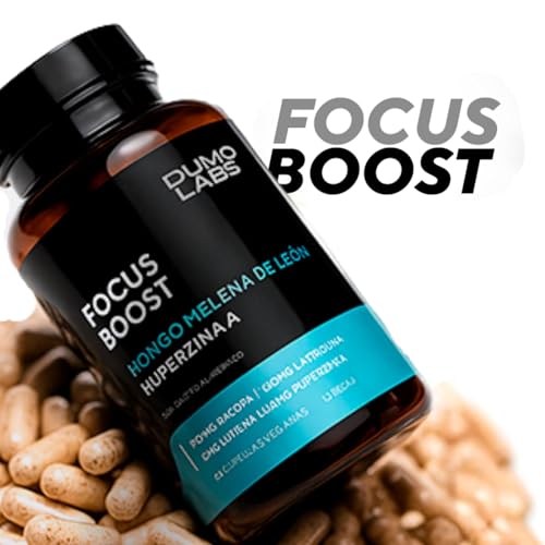 Dumo Focus Boost | Nootrópico Natural con Melena de León, Bacopa, Luteína, L-Tirosina, Pimienta Negra, Huperzina A, Fosfatidilserina | Apoyo a la Memoria, Concentración y Claridad | 60 Cápsulas Veganas sin Gluten | Formula Premium para 1 mes de Consumo.
