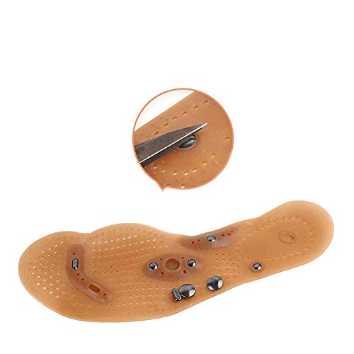 Massaging Insoles for Women Foot Pain Relief - Shoe Insoles Washable and Cutable for Men - Acupressure Magnetic Massage Foot Therapy Reflexology (Brown)