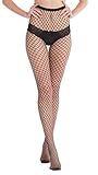 Abollria Girls Ladies Fishnet Stockings Tights Pantyhose Black One Size Medium Hole