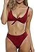 QINSEN Hipsters Sexy Scoop Neck Cropped Top Bandage 2PCS Swimsuit Bikini Sets Wine XL