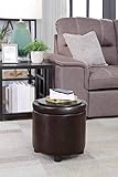Convenience Concepts Designs4Comfort Round Accent Storage Ottoman, Espresso,