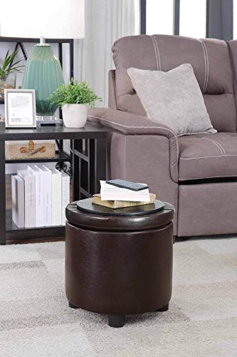 Convenience Concepts Designs4Comfort Round Accent Storage Ottoman, Espresso,