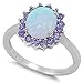 Oxford Diamond Co Lab Created White Opal & Simulated Amethyst .925 Sterling Silver Ring Sizes 4-12