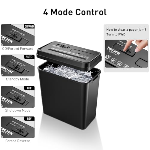 SINCHER 10-Sheet Strip Cut Paper Shredder for Home Office, 14L Waste Container, Fast and Durable Shredder for Documents, Credit Cards, CDs, Mail, and Cardboard, P-2 Security Level
