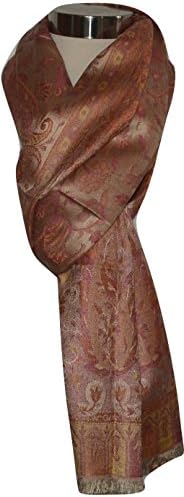 Handwoven Mulberry Silk & Pashmina Wool Fabric, Multicolor Jamawar weave Scarf. X1595